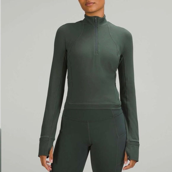 Lululemon | It’s Rulu Run Cropped Half Zip | Sz 6 | Smoked Spruce | EUC - Picture 1 of 11